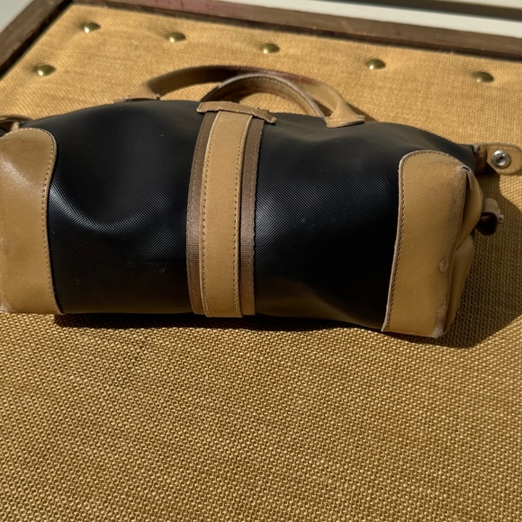 Longchamp Small Handbag Black Nylon Tan Leather Le Pliage Top Handle - Picture 9 of 16